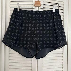 lululemon Black Disney Print Hotty Hot 4” Running Shorts size 12